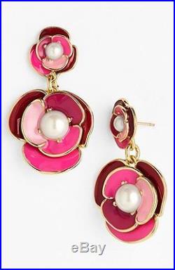 ENAMEL ROSE Kate Spade NY Deco Blossom Statement Necklace & EARRINGS SET PEARL