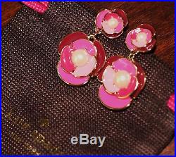 ENAMEL ROSE Kate Spade NY Deco Blossom Statement Necklace & EARRINGS SET PEARL