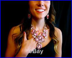 ENAMEL ROSE Kate Spade NY Deco Blossom Statement Necklace & EARRINGS SET PEARL