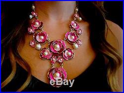 ENAMEL ROSE Kate Spade NY Deco Blossom Statement Necklace & EARRINGS SET PEARL