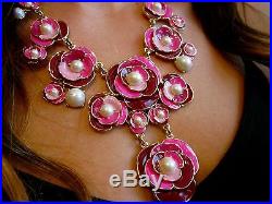 ENAMEL ROSE Kate Spade NY Deco Blossom Statement Necklace & EARRINGS SET PEARL