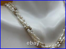 ESTATE 14K Yellow Gold Rice Seed PEARL 3-Strand Necklace 18 & Bracelet Set