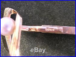 Estate Mikimoto 14k Gold Pearl Cufflinks & Clip/bar Set