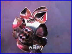 EUROPEAN Big Rose/Flower/Leaf Design Earrings Pearl Set in 14k Gold Not scrap