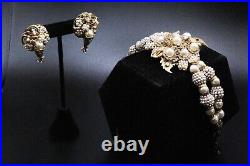 Early 40's Robert DeMario Unsigned Cluster Faux Pearls Vintage Bracelet Earrings