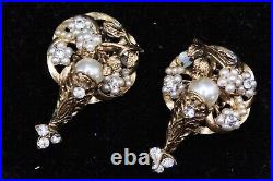 Early 40's Robert DeMario Unsigned Cluster Faux Pearls Vintage Bracelet Earrings