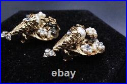 Early 40's Robert DeMario Unsigned Cluster Faux Pearls Vintage Bracelet Earrings