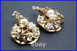 Early 40's Robert DeMario Unsigned Cluster Faux Pearls Vintage Bracelet Earrings