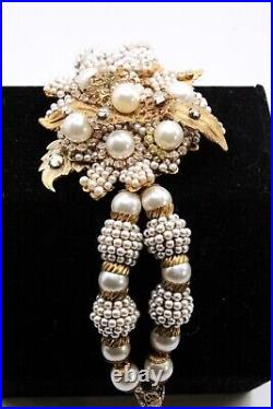 Early 40's Robert DeMario Unsigned Cluster Faux Pearls Vintage Bracelet Earrings