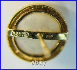 Earrings 14k Yellow Gold 11 mm Mabe Pearl Bezel Set Stud