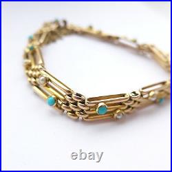 Edwardian 15ct Gold Bracelet set with Turquoise & Pearls Liberty's Arts & Crafts