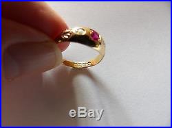 Edwardian 18 Carat Gold Ruby & Pearl Gypsy Set Band Ring Size N 1/2 Ww136