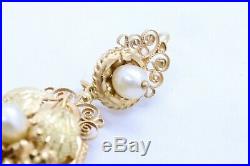 Edwardian 18 Kt Yellow Gold Pearls Set Of Earring & Locket Antique Pendant