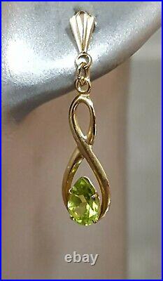 Edwardian 9ct Gold Peridot Seed Pearl Pendant Chain & Earrings Set. Refxaeodmx
