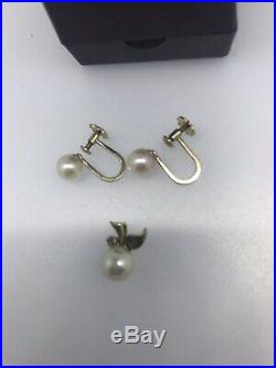 Edwardian Earrings Pendant 9ct Yellow Gold Pearl Dainty Set Boxed Beautiful Gift