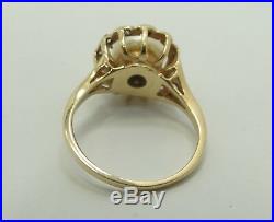 Elegant 14K Y Gold 8mm Basket Set Pearl With. 10 CTW Dia. Halo Ring Sz6.5 B3659