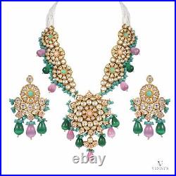 Elegant Pearl Gold Polished Metal Alloy Jewelry Wedding Necklace Set