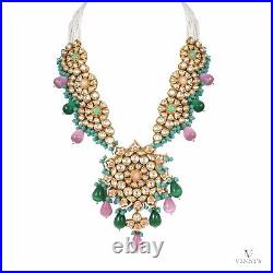 Elegant Pearl Gold Polished Metal Alloy Jewelry Wedding Necklace Set