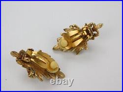 Erwin Pearl Brooch Pendant Necklace Earrings Fleur De Lis Jeweled Crown Set