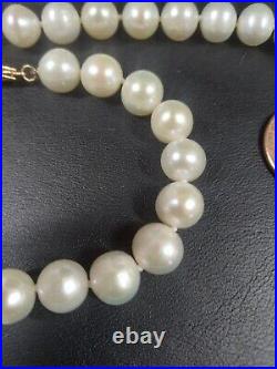 Estate 14K Gold Freshwater Pearl Necklace and Bracelet Matching Set 7.25 & 18