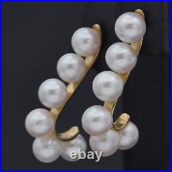 Estate 14K Yellow Gold Pearl Beaded Strand Necklace & Drop Earrings Set