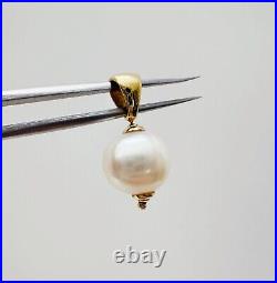 Estate 14K Yellow Gold Tri-Color Pearl Lever Back Earrings & Pendant SET, 5.2g