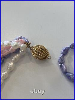 Estate 14Kt gold Freshwater Pearl Multi Strand Necklace 34 Bracelet 8 Set 80g