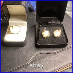 Estate 14k Gold 15mm Mabe Pearl Ring and matching 14k earrings, (gorgeous Set)
