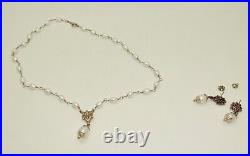 Estate 14k Gold Freshwater Pearl 15 Necklace & Earring Set