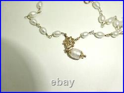 Estate 14k Gold Freshwater Pearl 15 Necklace & Earring Set