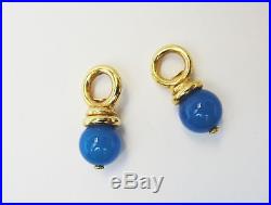 Estate 14k Yellow Gold Earring Ornament Charms Set Of 2 Pairs Pearl & Blue Beads