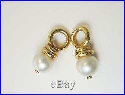Estate 14k Yellow Gold Earring Ornament Charms Set Of 2 Pairs Pearl & Blue Beads