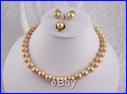 Estate Cultured South Sea Pearl Necklace, Gold & Diamond Enhancer & Earring Set