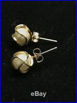 Estate Fresh water Pearl earrings and ring set 14k gold mounting