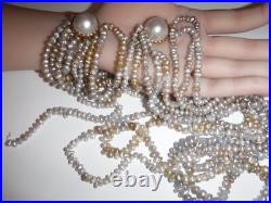 Estate Multi Strand FW Pearl Necklace & Bracelet Set 14 K Mabe Pearl Clasp DMGD