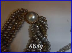 Estate Multi Strand FW Pearl Necklace & Bracelet Set 14 K Mabe Pearl Clasp DMGD