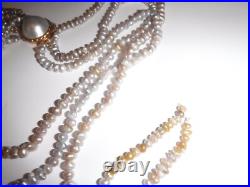 Estate Multi Strand FW Pearl Necklace & Bracelet Set 14 K Mabe Pearl Clasp DMGD