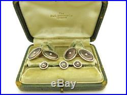 Estate Vintage Mother of Pearl 14k Solid Gold Cufflinks Tuxedo Set with Orig Box