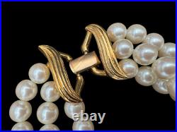 Estate Vintage Trifari Faux Pearl & Diamond Necklace & Earring Set Gold Tone Estate Vintage Trifari Faux Pearl & Diamond Necklace & Earring Set Gold Tone
