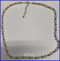 Eterna Gold 14k Yellow Gold Cultured Pearl And Gold Bead Necklace And Bracelet