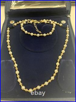 Eterna Gold 14k Yellow Gold Cultured Pearl And Gold Bead Necklace And Bracelet