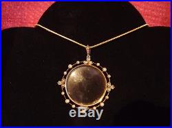 FABULOUS LARGE 9ct YELLOW GOLD SEED PEARL SET VICTORIAN DOUBLE PHOTO LOCKET 33mm