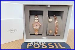 FOSSIL Blythe Three-Hand Rose Gold-Tone Stainless Steel Watch & Jewelry Gift Set