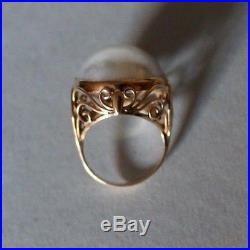 Fabulous 14ct Gold Ring Set With Large Mabe Pearl. Size Uk L 1/2. L. 5