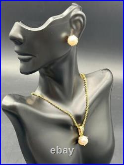 Fine 14kt Gold Pearl Diamonds Ring, Earrings, Pendant and Necklace Set