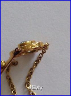 Fine Delicate Antique 15ct Gold Aquamarine & Seed Pearl Set Negligee Pendant