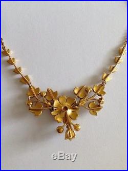 Fine Victorian 15ct Gold Natural Seed Pearl Set Necklace In Fitted Case