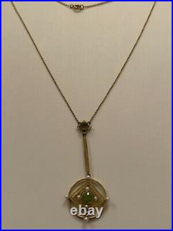 Fine Victorian 15ct Gold Peridot & Seed Pearl Set Negligee Pendant