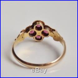 Fine Victorian 15ct Gold Pink Tourmaline & Pearl set Floral Cluster Ring c1863