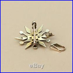 Fine Victorian 9ct Gold Natural Seed Pearl Set Star Pendant / Brooch, Pearl Bale